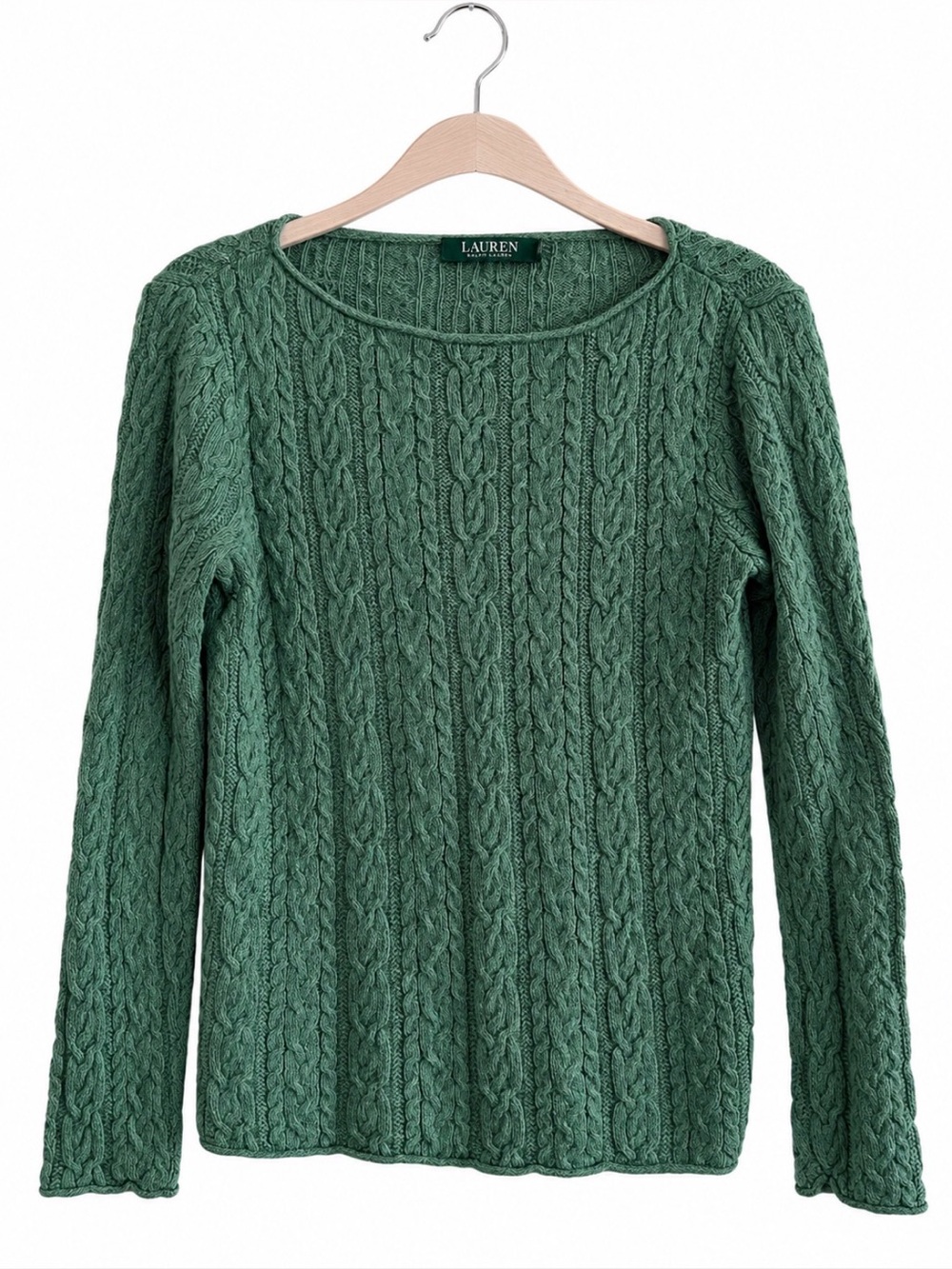 Lauren Ralph Lauren Green Cable Knit Sweater Large